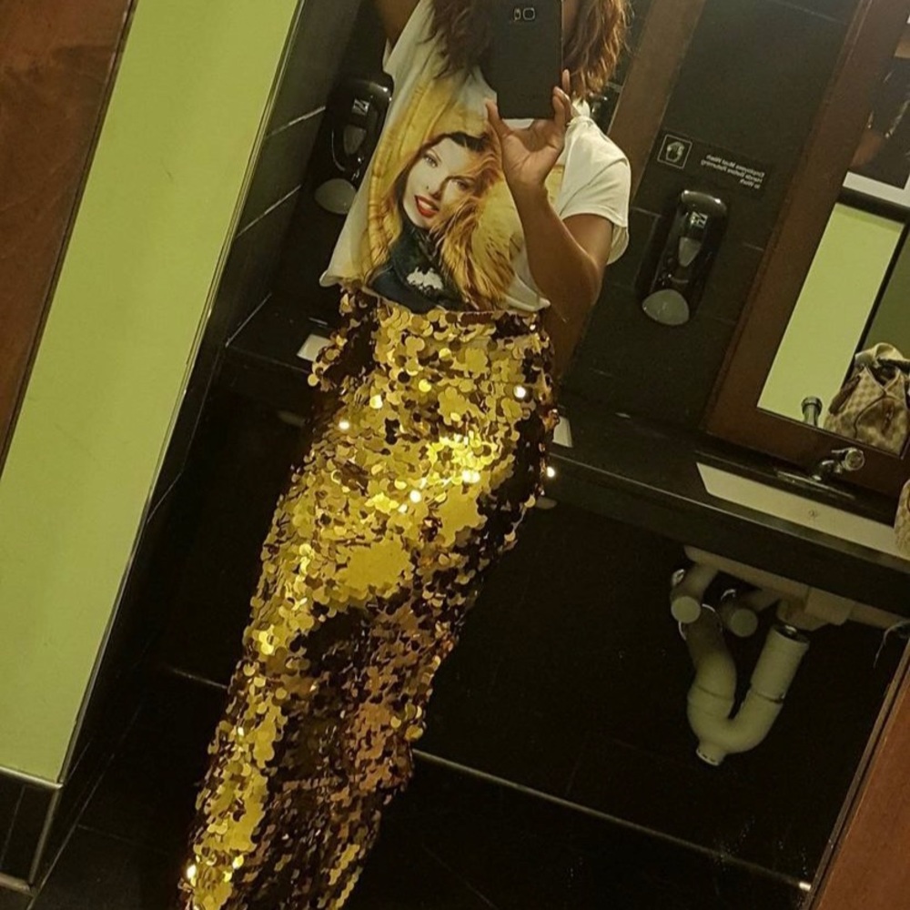 Couture Gold Coin Sequin Long Skirt